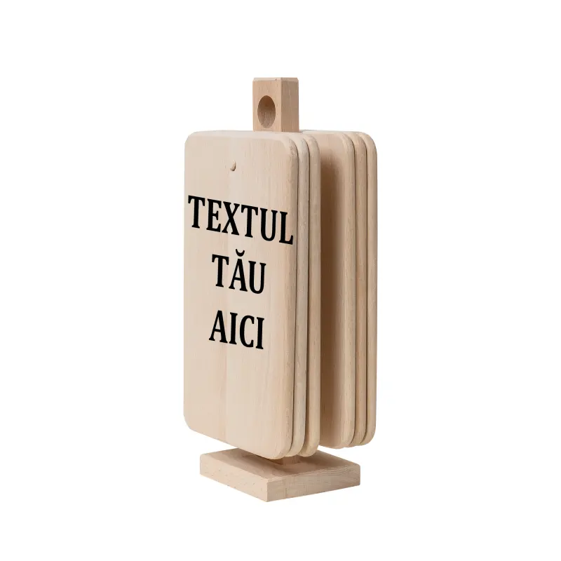 Set 6 tocatoare cu sport din lemn, personalizat cu mesaj vertical